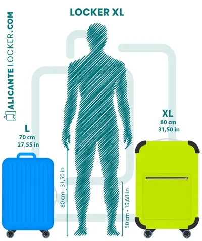 Valid locker size for large and XL luggage